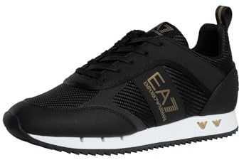 EA7 Men's Carbon Mesh Logo Trainers, Black/Gold/White