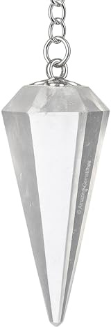 Péndulo de cristal de Cuarzo Claro: cristales curativos certificados, regalo para la meditación y el equilibrio de chakras. Cristal de Cuarzo Claro genuino para prácticas de bienestar espiritual.