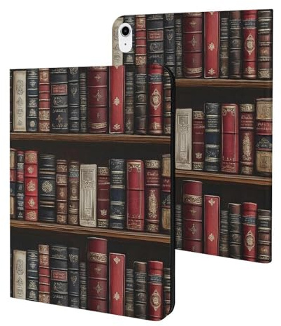Kompatibel mit iPad A16 Hülle 11 Zoll 2025, Slim Retro Bücher Print Tablet Cover Kompatibel mit iPad 10th Generation Hülle 10.9 Zoll 2022 mit Ständer Auto Wake/Sleep