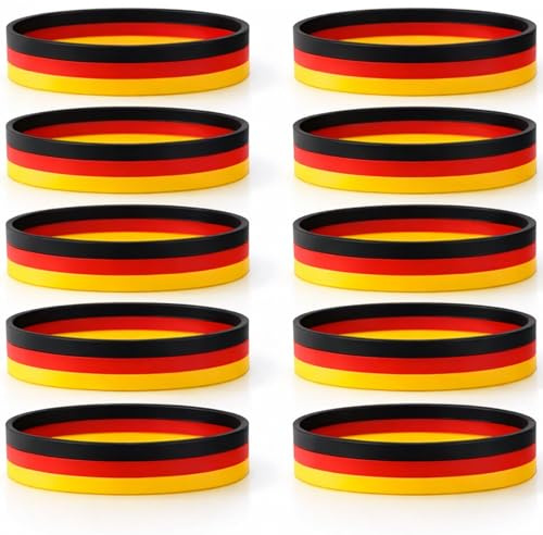 RgitFzi Deutschland Fanartikel Set 10 Stück Fanarmband Schwarz Rot Gold elastisch Zubehör Fußball 2026 Fussball 2026 für Stadion Public Viewing Party Unisex Accessoires