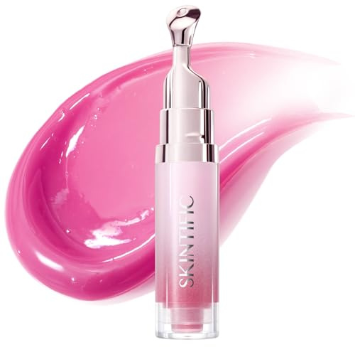 SKINTIFIC Brightening Lip Serum, Hydrating & Plumping (04 Pink Berry) | Tinted Lip Gloss with Peptide, Squalane Lip Balm for Glossy, Smooth Healthy-Looking Lips