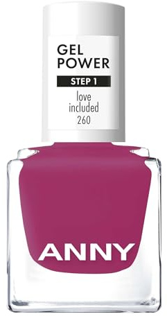 ANNY Gel Power Nail Polish, Gel-Farb-Nagellack, Sattes Himbeerrot | Brillanter Glanz, Bis zu 12 Tage Halt, Splitter- & kratzresistent, Ohne UV-Lampe, Love included, 8ml