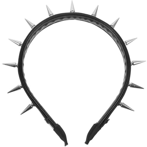 Verziertes Damenstirnband mit Nieten, Zinklegierung Leder, Schwarz | Punk Gothic Stil für Frauen, Party Haarreif für Alltag und Fest, Komfortabel zu Tragen, Formstabil