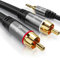 CSL - 1m Cinchkabel Stereo 3,5mm Klinke zu 2X Cinch - AUX Eingänge Audio 3,5mm Klinken Stecker zu 2X Cinch RCA Stecker - Metellgehäuse vergoldet Audiokabel doppelt geschirmt