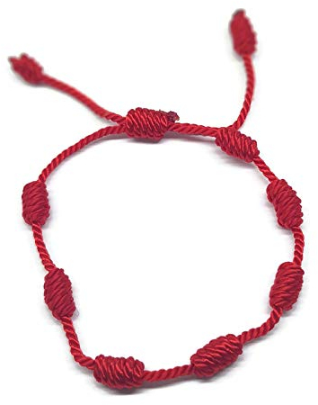 MYSTIC JEWELS by Dalia – Armband Kabbalah – Kordel, 7 Knoten aus rotem Draht – Unisex – verstellbar – Schutz vor bösen Augen, Glück – Good Luck