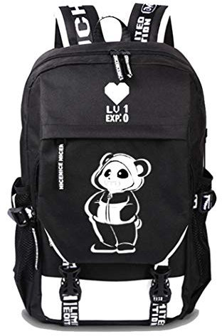 WANHONGYUE Undertale Spiel Cosplay Rucksack Schultasche Laptop Backpack mit USB-Ladeanschluss Schwarz / 5