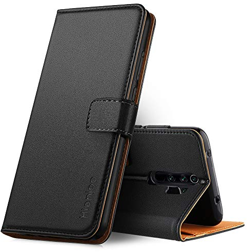 Hianjoo Funda Compatible con Xiaomi Redmi Note 8 Pro, Suave PU Cuero Carcasa con Flip Case Cover,Cierre Magnético,Función de Soporte,Billetera con Tapa Tarjetas Compatible con Redmi Note 8 Pro,Negro