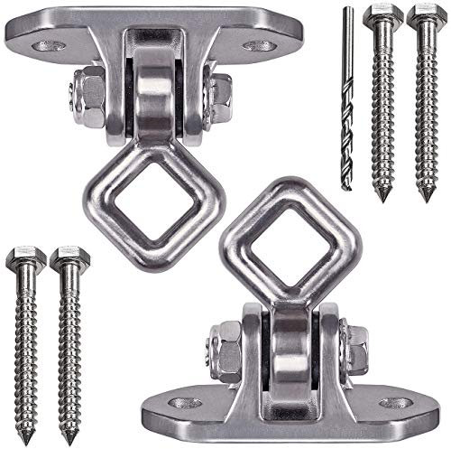 IOH Set of 2 Heavy Duty Swing Hangers Stainless Steel 304 antirust【2500 lb Capacity】 180° Silent Swing, Playground Porch Yoga Seat Trapeze, Hammock Chair, Hanging Kit, Swing Set Indoor Outdoor
