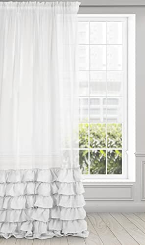 Eurofirany Gardine Glatt Volant mit Rüschen Transparent Vorhang Kräuselband 1 STK. Durchsichtig Edel Elegant Hochwertig Glamour Schlafzimmer Wohnzimmer, 140 x 250cm, Weiß