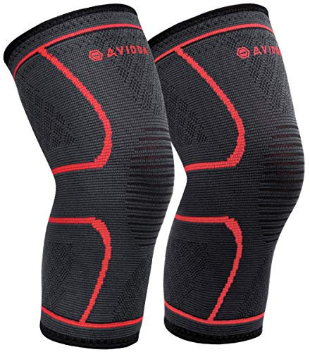 AVIDDA Knee Support Brace 2 Pack - Compression Knee Sleeves for Arthritis, Joint Pain, Ligament Injury, Meniscus Tear, ACL, MCL, Tendonitis, Running, Squats, Sports
