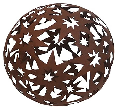 Posiwio dekorative Stern-Kugel Deko-Kugel Garten-Kugel Metall Rostbraun 18,5 cm