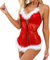 VisSec Dessous Damen Sexy Unterwäsche Weihnachten Strapse Reizwäsche Kostüm Xmas Nachtwäsche Spitze Bindeseil Lingerie Set Weihnachtskostüm Babydoll Negligee (Rot-Kleid, Einheitsgröße)