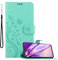 cadorabo Coque Compatible avec OnePlus Nord 2 5G en Turquoise Floral - Housse Protection en Design de Fleur avec Fermoire Magnétique, Stand Horizontal et 3 Fentes Cartes - Etui Poche Case Cover