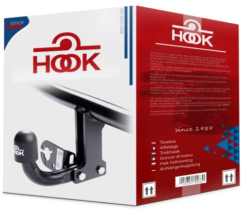 Hook starre AHK Anhängerkupplung kompatibel mit Mitsubishi Outlander III ab 11.2012 + universell Elektrosatz 13-polig