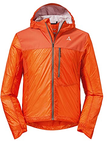 Schöffel Hybrid JKT Flow Trail M Veste VTT Ultra légère, Coupe-Vent et Respirante avec Coudes préformés, Orange, 48 Homme