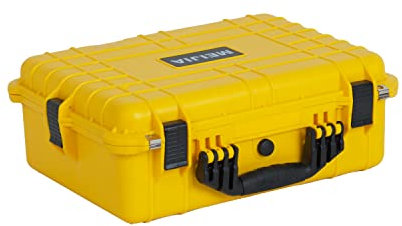 MEIJIA Waterproof Hard Camera Case with Customizable Fit Foam, Fit for Drones,Camera,Lens (Yellow, 19.78x15.77x7.41)