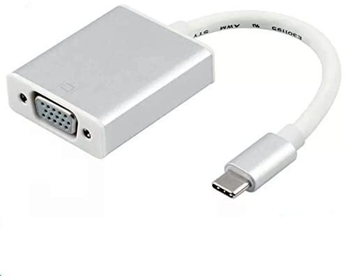 D.Square- Adaptador USB C a VGA 10cm, Macho a Hembra, Convierte la Señal Digital USB-C a Señal VGA, Compatible con iMac, MacBook Air, Google Chromebook Pixel, Lenovo, DELL, HP, Acer.