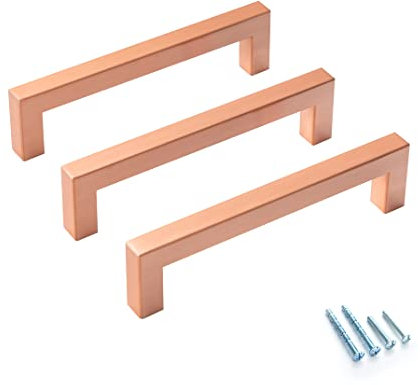 Aibeli 20 Pack Kitchen Cabinet Handles 5 Inch Rose Gold Square Cabinet Pulls Stainless Steel Drawer Handles Dresser Pulls Modern Cabinet Handles Hardware Hole Center 128mm