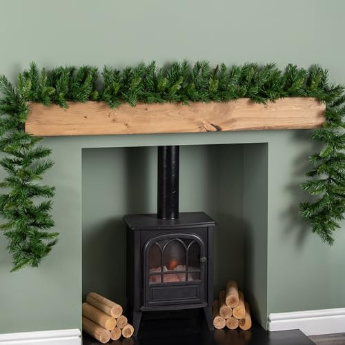 2.7m (9ft) Plain Green Kateson Fir Christmas Garland with 180 Tips
