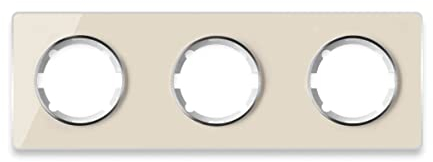 OneKeyElectro: Garda Line, Glas-Abdeckrahmen für Lichtschalter, Steckdose 3fach, waagerecht, Unterputz, matt- antifingerprint, Schutzart IP20, beige