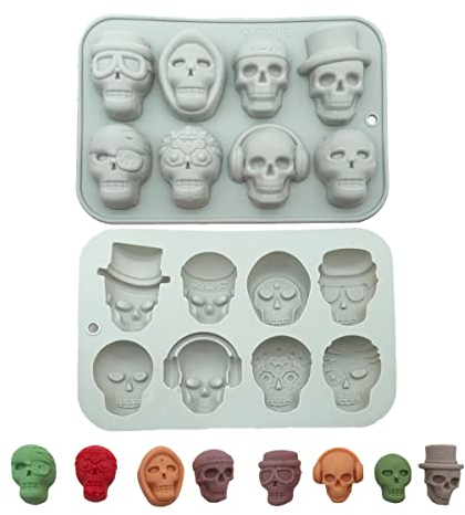 WYAHYQ 2StückeTotenkopf Schokolade Formen Eiswürfel Formen Kerze Form Bonbon Dessert Mousse Bonbon Formen