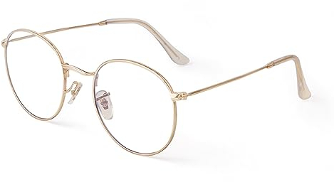 ADEWU Klassische Brille Blaulichtfilter ohne Sehstärke Runde Computerbrille Metallrahmen Damen Herren