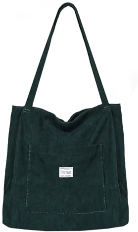 TANTOMI Handtasche Damen Shopper Tasche Damen, Tote Bag Damen mit Reißverschluss aus Cord, Shopper Damen Groß für Arbeit Büro Reisen Einkaufen Schule und Alltag(Dunkelgrau).