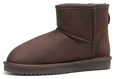 DREAM PAIRS FuzzyClassico Stivali Basso Stivali da Neve Invernali da Donna Stivali da Neve Classico Impermeabile caldo con Antisdrucciolo Pelliccia Sintetica Stivali,Size 36.5,Marrone,DSB214-1