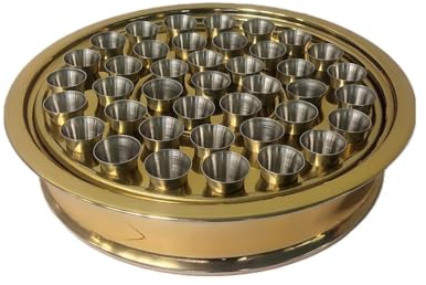 Vassoio da portata per vino sacro con 40 tazze, in acciaio inox (ottone/specchio)
