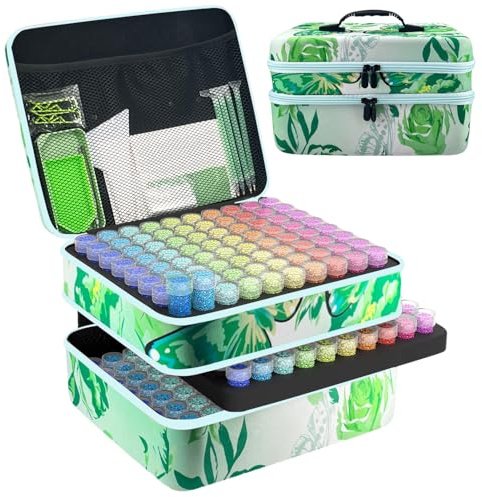 LIRUNQIU Boîtes de rangement pour peinture à strass, 240 emplacements pour accessoires et outils de peinture à strass pour boîte organisatrice d'art en strass (Vert)