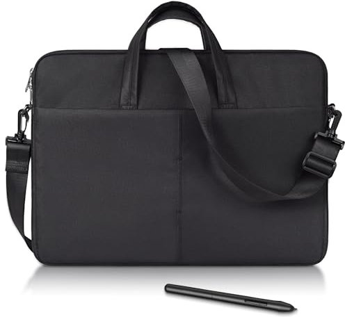 Drawing Tablet Sleeve Bag for Huion Kamvas Pro 16, Wacom Cintiq 16, XP-Pen Artist15.6 Pro, Graphics Tablet Shoulder Case with Strap, Black