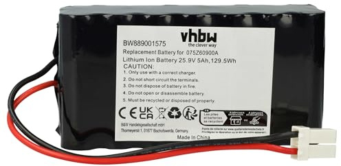 vhbw Batterie Remplacement pour Wiper 050Z38600A | 075Z60900A pour tondeuse 5000mAh, 25,9V, Li-ion