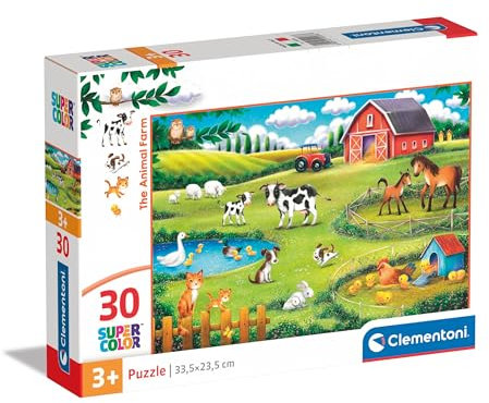 Clementoni The Animal Farm Kinder Puzzle 30 Teile - Tier Puzzle 33,5 x 23,5 cm für Kinder ab 3 Jahre - Geschicklichkeitsspiel von Clementoni 20286