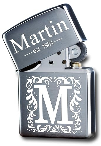 Individuell personalisiertes Feuerzeug mit Gravur als Geschenk für Männer personalisiert Männer - Motiv: Monogramm Letter - kompatibel mit Zippo