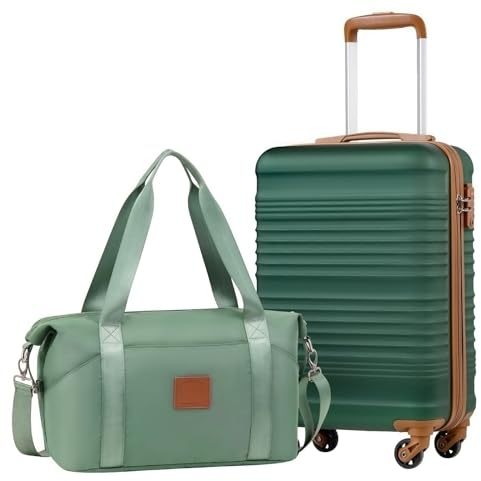 COOLIFE Handgepäck Koffer 55x35x20cm und Kabinentasche 20L(40x25x20cm) Set, Koffer Set passend für Ryanair, Reisekoffer ABS Hartschale kabinenkoffer mit 4 Rollen und praktischem TSA Schloss
