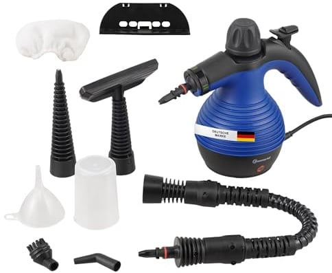Verano VAL SC350-1050 W - Dispositivo portátil con muchos accesorios, limpieza a vapor a 110 °C, sin productos químicos, contra suciedad y grasa en azulejos, ventanas, certificado GS