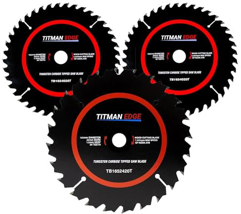 3 x 165mm Dia Plunge Saw Blades 24 & 48 tooth 20mm Bore Titman Edge TBTRIPKB