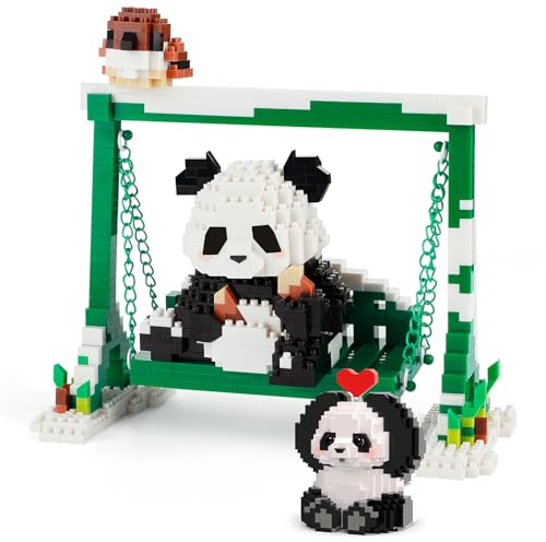 Panda Mini Building Blocks Set, Panda Cute Animals Building Sets With Swing, for Adults and Children, Panda Micro Building Blocks Suit for Children 9+ Years Old