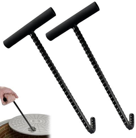 WEGREAT 2 Stücke 30cm Kanaldeckelheber: Schachtdeckelheber Schachtdeckel Hebehaken Schwere Kanalhaken Schachthaken, Schachthaken Schachtdeckelheber für Aufhängen Von Schweren (10mm)