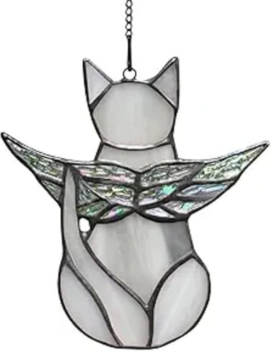 GTHYLAM Engel-Katzen-Figur – handgefertigtes Gedenk-Andenken | Haustierverlust, Trauergeschenk | elegantes Engelsflügel-Design