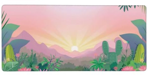 rosa Alfombrilla Ratón, Mousepad atardecer Grande Raton Gaming Alfombrilla XXl 900x400x3mm, Alfombrilla Escritorio con Base de Goma Antideslizante y Bordes Cosidos para para Jugadores, PC N1-160