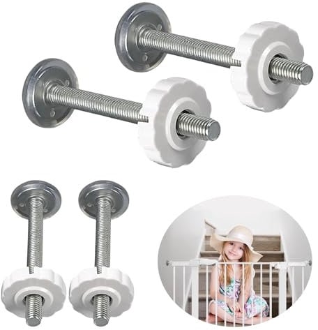4 Pack Pressure Mounted Baby Gates Threaded Spindle Rods,Baby Gate Extra Long M10(10 mm) Spindle Rods Screw Bolts Kit for Baby Gates Stair Gates Dog Gate Pet Gates(White)