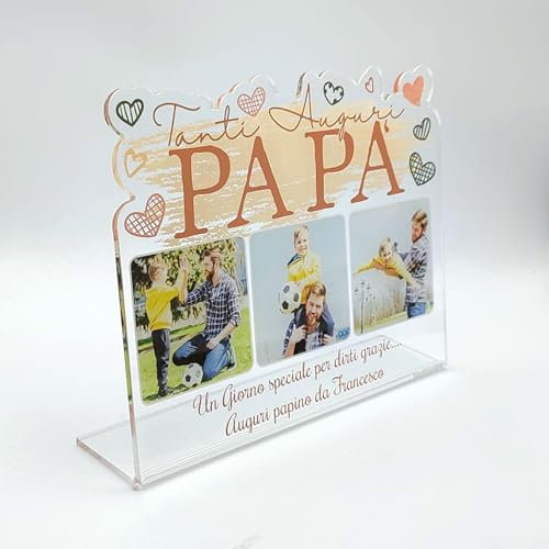 PV Grafik® Regalo Festa del Papà,Targa con Foto Papà, Prima Festa del Papà, Regalo Compleanno Papà, Idee Regalo Papà, Regalo Neo Papà, Cornice Festa del Papà,Regalo Figlio Figlia Papà.(Piega)