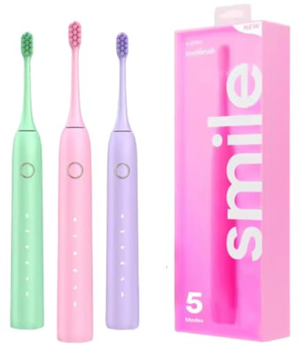 Smilekit® Sonic Elektrische Zahnbürste, elektrische Zahnbürste, 43.000 Impulse, Zahnarzt-genehmigt, 60-Tage-Akku, USB-C-Ladung, 5 Modi, 3 Farben zur Auswahl, Grün, Einheitsgröße