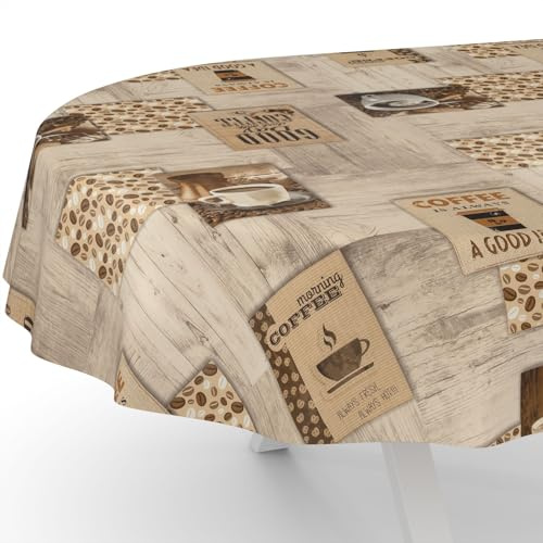 ANRO Nappe en toile cirée - Lavable, pour table de jardin, ovale, bord coupé, 240 x 140 cm