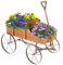COSTWAY Brouette Décorative en Bois avec 2 Compartiments à Planter, Jardinière avec Roues Métalliques et Poignée à l'avant Charge 15kg pour Cour Jardin Véranda (Orange)