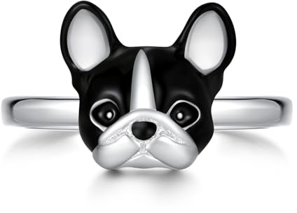 JZCOLOR Ring mit französischer Bulldogge für Damen: Kupferring mit Hundemotiv, stilvolle Geschenkidee, Eltern, Liebhaber, Tierschmuck, Geschenk