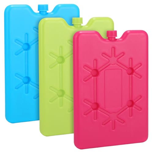 CHONGQILAO Placas Hielo Nevera Portatil Pequeñas, 3 Piezas 200ml Acumulador de Frio Reutilizable, Bloques de Hielo para Congelador, Bolsas de Hielo para Nevera para Senderismo, Acampar, Picnic, Playa