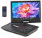 VEVOR tragbarer DVD-Player mit drehbarem HD-Bildschirm (228 mm), eingebauter Akku mit 4 Std. Laufzeit, 2 Lautsprecher, unterstützt Synchronisierung von TV/USB/SD-Karte/CD/DVD, Autoladegerät schwarz