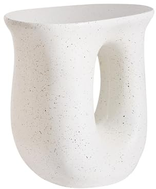Beliani Garten Beistelltisch Terrazzo Optik cremeweiß unregelmäßige Form 28 x 42 cm modern Idro